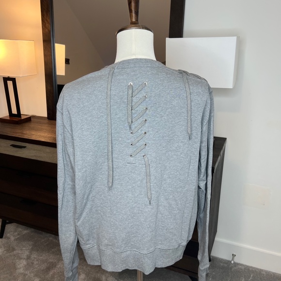 Craig Green Grey Cotton Lace-up Long Sleeve Crewneck Sweatshirt.  - Picture 2 of 3